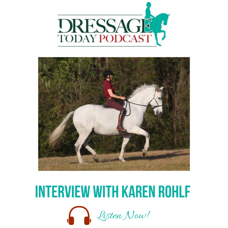 Karen Rohlf riding white horse bareback
