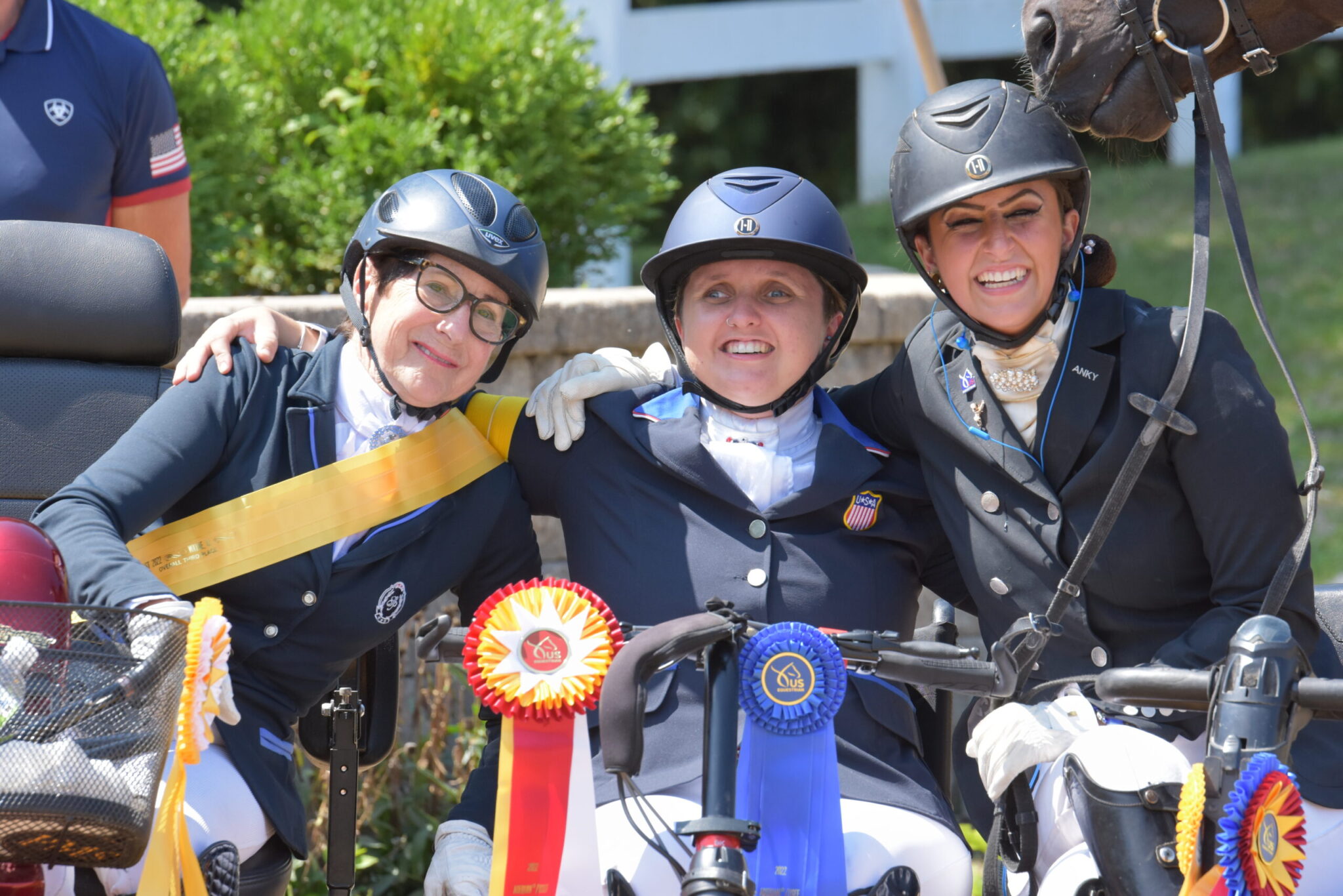 Para dressage winners at the U.S. Dressage Festival of Champions. Deborah Stanitski, Reserve Champion Sydney Collier and Champion Mia Rodier-Dawallo.