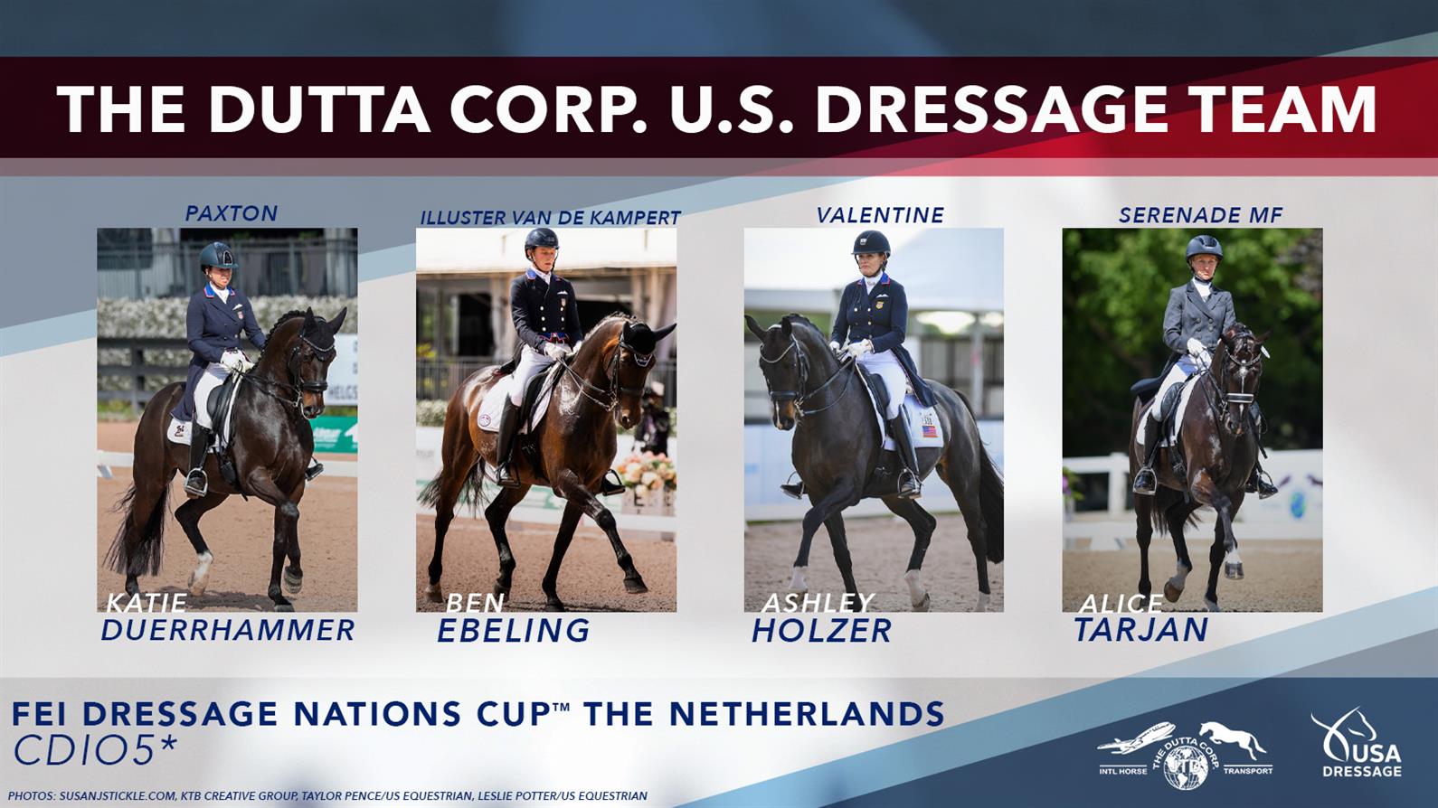 Team members for the 2022 FEI Dressage Nations Cup the Netherlands
