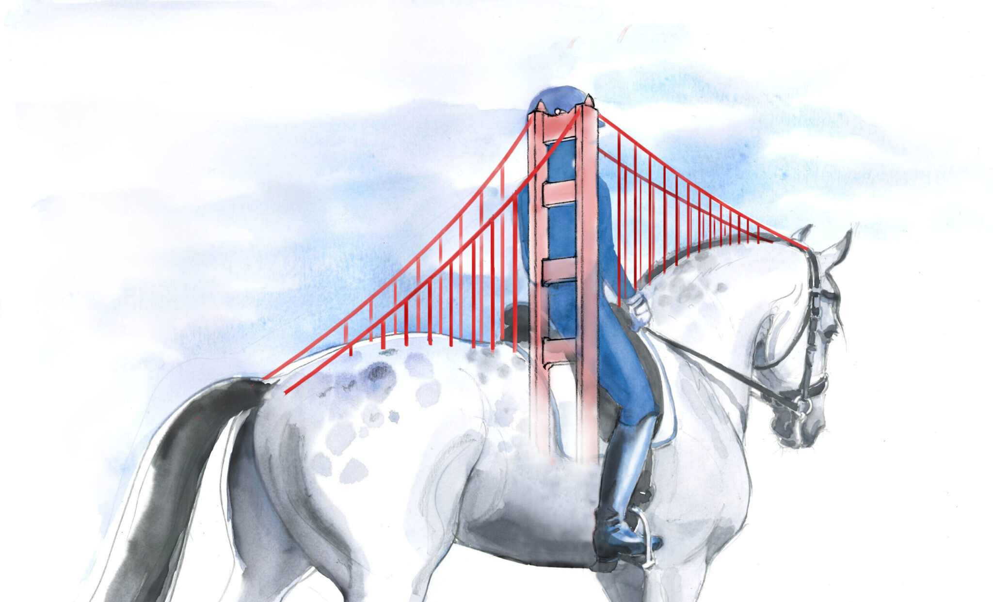 To help you stay stable in the saddle while still allowing for your horse’s movement ...
When you sit on your horse, imagine that you are the center tower of a suspension bridge.